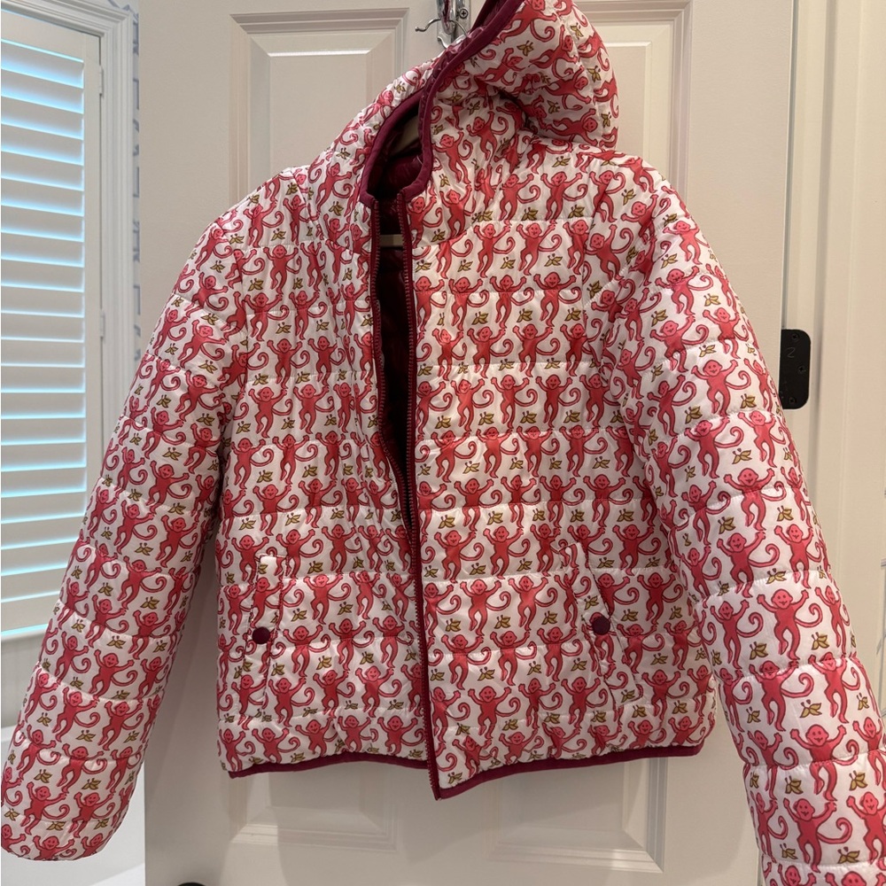 Pink and White Patterned Puffer Jacket roller rabbit reversible size large